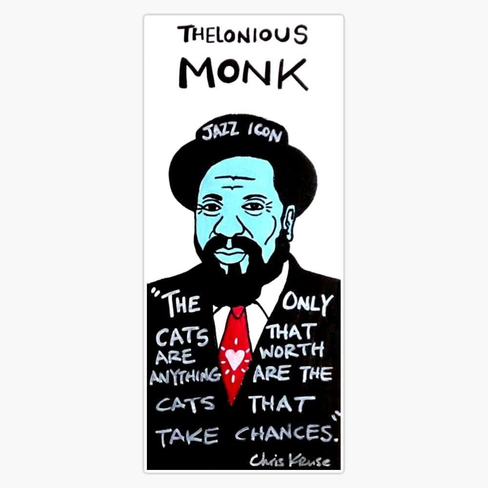 Thelonious Monk Jazz Folk Art Sticker Vinyl Bumper Sticker 6 Mil Thick - Size 5"
